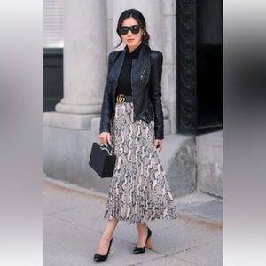 H&M pleated snakeskin print midi skirt, size small